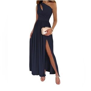 Navy blue one shoulder dress